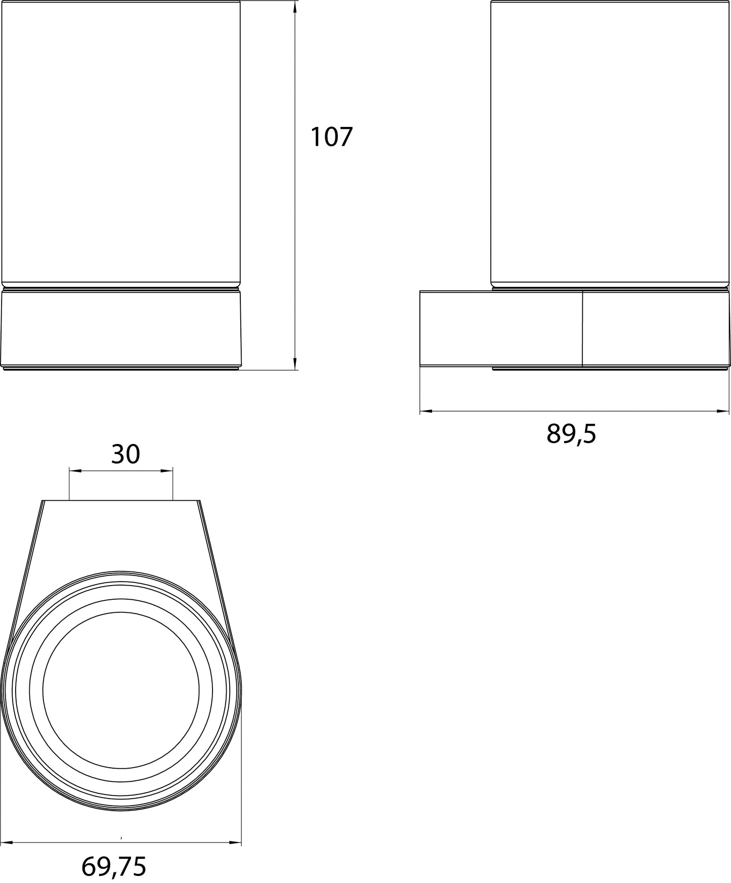 Noir et Neige Zahnputzbecherhalter – Glas & Schwarz | Wandmontage
