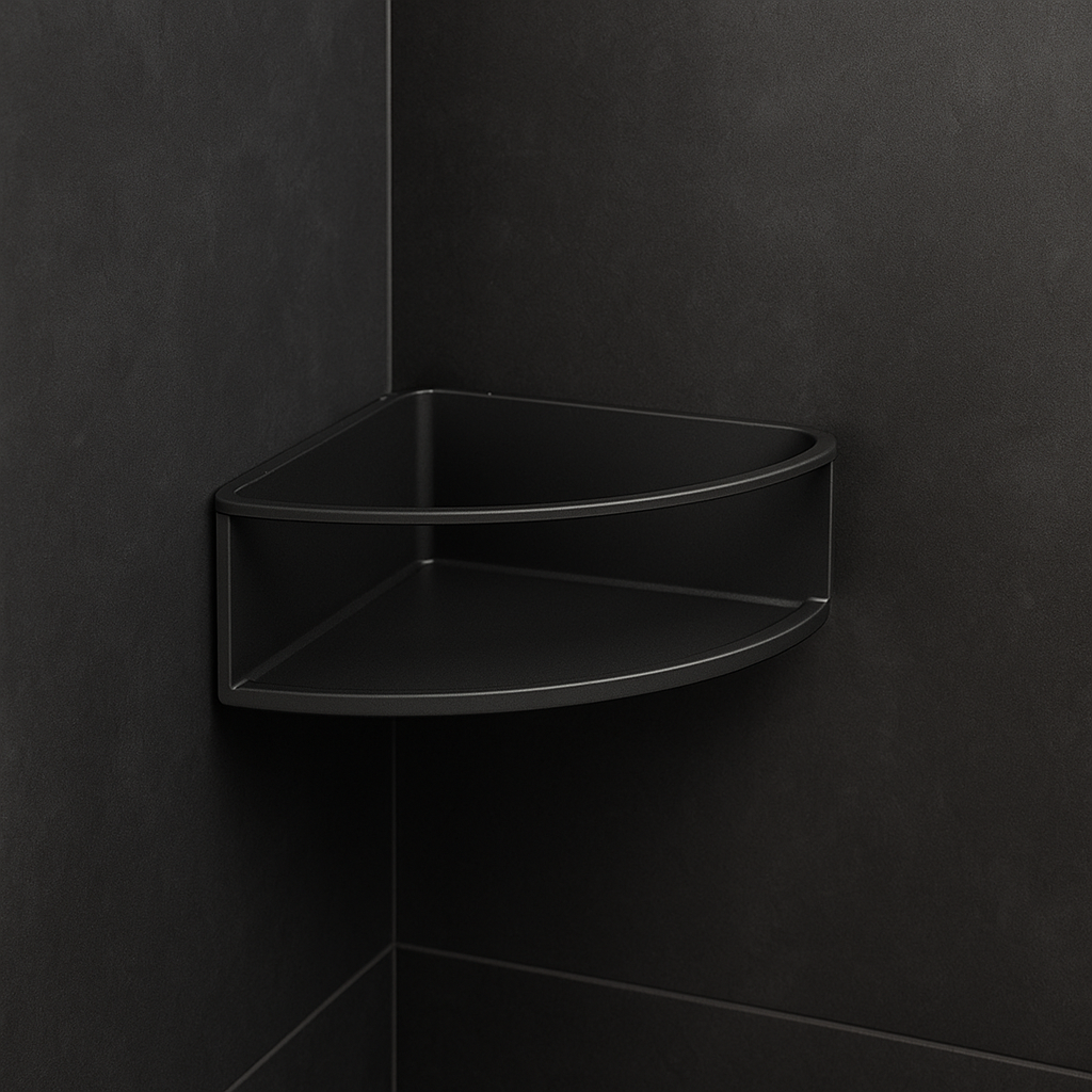 Noir et Neige – Eck-Duschkorb mit Sicherheitsbügel, 175×75×175 mm, matt schwarz