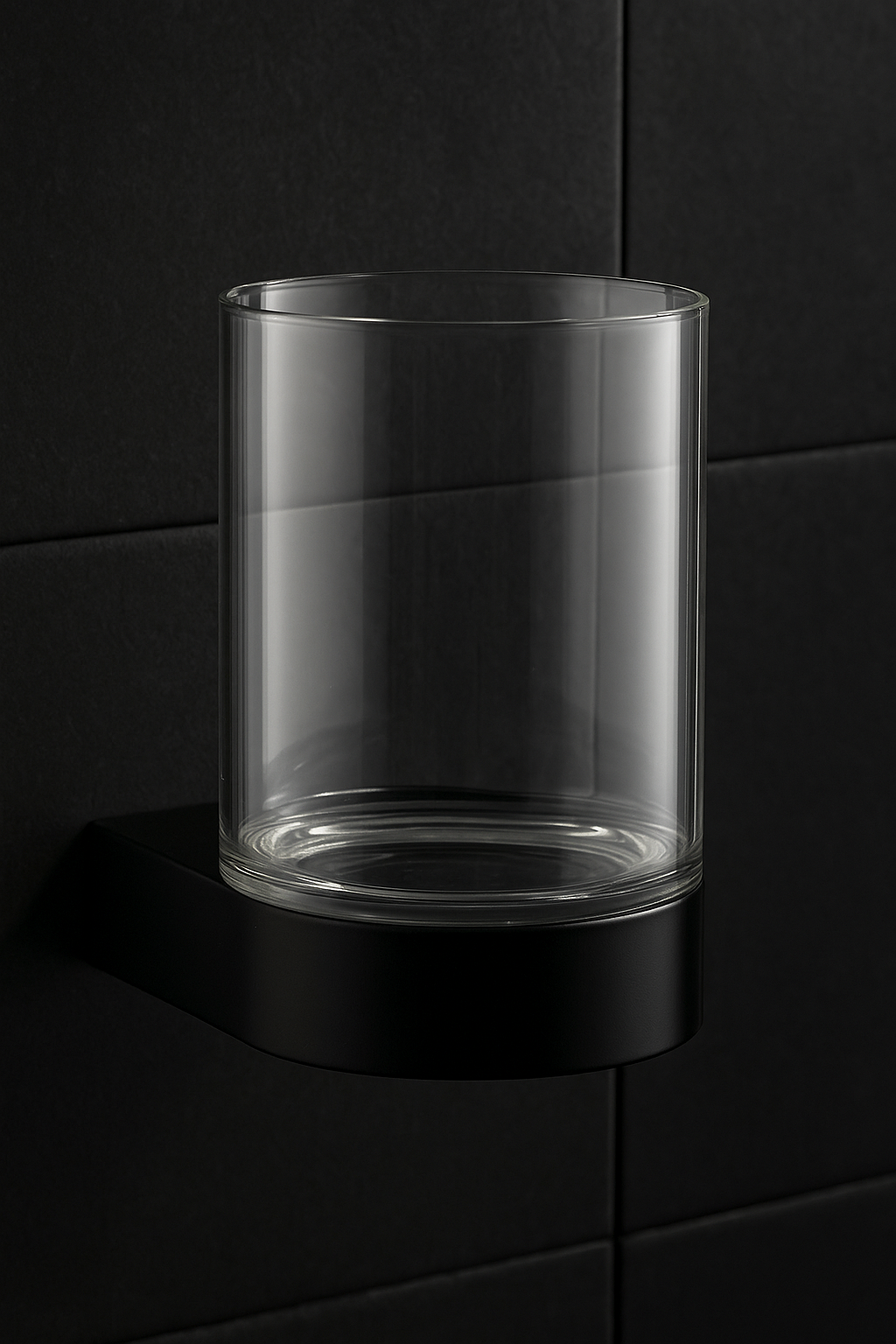 Noir et Neige Zahnputzbecherhalter – Glas & Schwarz | Wandmontage