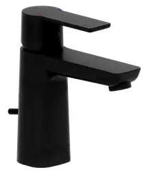 Cara D Black Einhebel-Waschtischmischer, mit Ablaufgarnitur, Ausladung 115 mm, matt schwarz