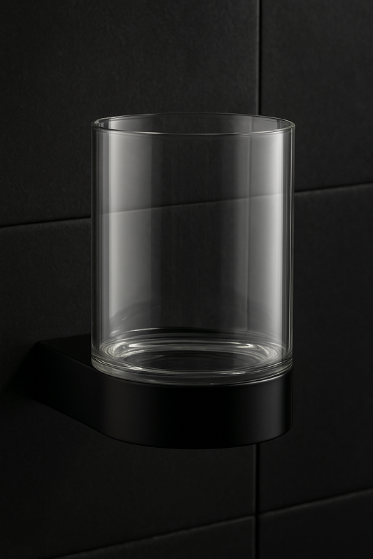 Noir et Neige Zahnputzbecherhalter – Glas & Schwarz | Wandmontage